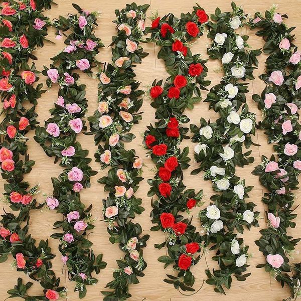 1pc 11heads fake silk roses ivy vine artificial flowers with green leaves for home wedding decoration hanging garland decorative & wreaths
1pc 11heads fake silk roses ivy vine artificial flowers with green leaves for home wedding decoration hanging garland decorative & wreaths