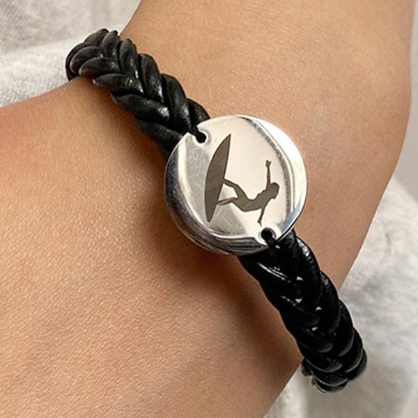 charm bracelets stainless steel braided sailboat yoga leather bracelet dancing gymnastics athlete gift friendship, Golden;silver