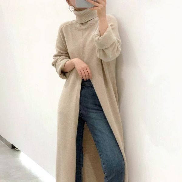 women's sweaters korean fashion turtleneck long sleeve sweater loose casual chic split design pullover fall winter knitted woman, White;black
women's sweaters korean fashion turtleneck long sleeve sweater loose casual chic split design pullover fall winter knitted woman, White;black