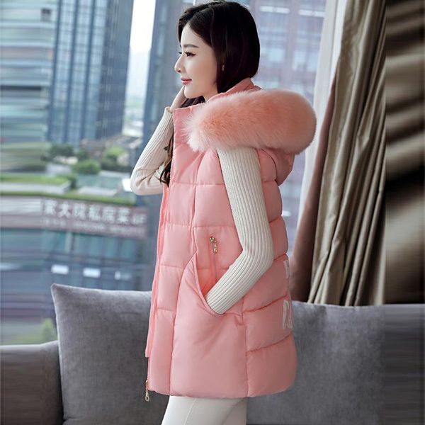 women's vests fashion faux fur collar cotton 2021 autumn winter women hooded long thick waistcoat female casual down fp1307, Black;white
women's vests fashion faux fur collar cotton 2021 autumn winter women hooded long thick waistcoat female casual down fp1307, Black;white