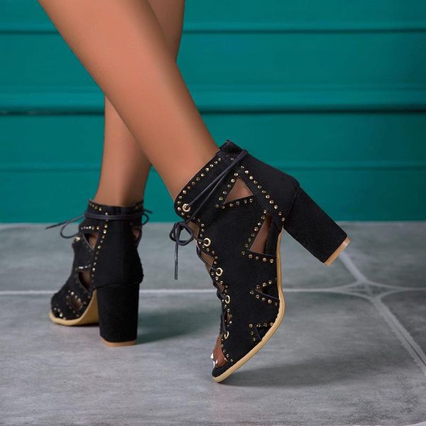 sandals cross-strap women 2021 peep toe lace-up female thick high heels sandales fashion casual women's spring shoes, Black
sandals cross-strap women 2021 peep toe lace-up female thick high heels sandales fashion casual women's spring shoes, Black