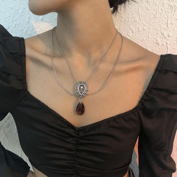 pendant necklaces trendy punk double layer silver color chain necklace women men halloween party jewelry spider web crystal stone
pendant necklaces trendy punk double layer silver color chain necklace women men halloween party jewelry spider web crystal stone