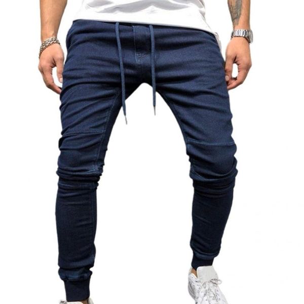 men's jeans stylish fashion mid waist stretchy denim pants soft long drawstring streetwear, Blue
men's jeans stylish fashion mid waist stretchy denim pants soft long drawstring streetwear, Blue