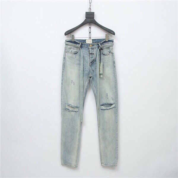 fear of god slim fit distressed ripped denim jeans fog essentials romper selvedge straight hole pants belt streamer ribbon man trousers homm, Blue
fear of god slim fit distressed ripped denim jeans fog essentials romper selvedge straight hole pants belt streamer ribbon man trousers homm, Blue