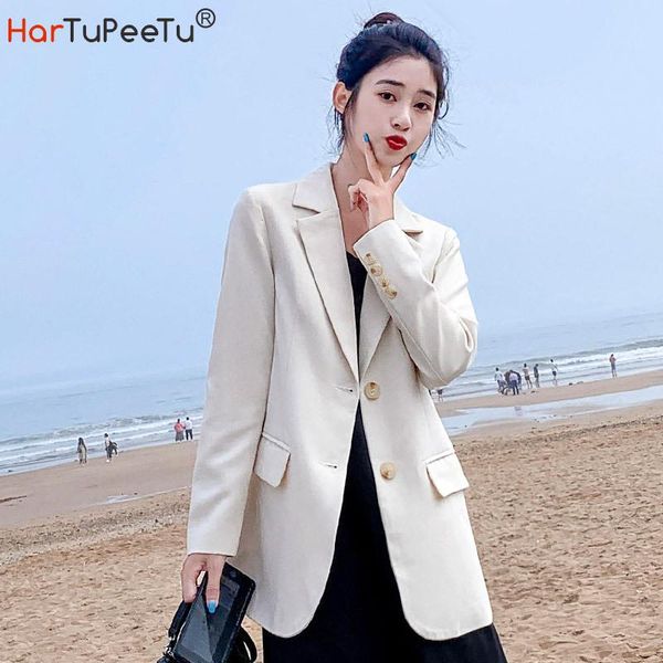 women white blazer oversize tunic fit long sleeve jacket 2021 autumn winter office coat girls korean style basic outwear women's suits, White;black
women white blazer oversize tunic fit long sleeve jacket 2021 autumn winter office coat girls korean style basic outwear women's suits, White;black