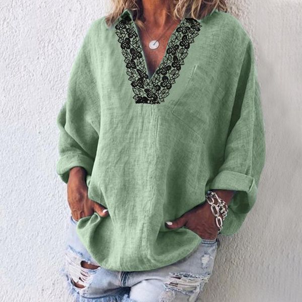 women's long sleeve plus size solid casual lace v-neck blouse shirts s-5xl blusas mujer de moda 2021 blouses &, White
women's long sleeve plus size solid casual lace v-neck blouse shirts s-5xl blusas mujer de moda 2021 blouses &, White