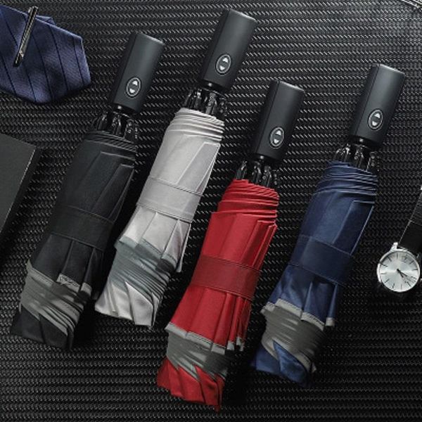 umbrellas automatic umbrella reverse folding business with reflective strips rain for men women black coating 2021
umbrellas automatic umbrella reverse folding business with reflective strips rain for men women black coating 2021