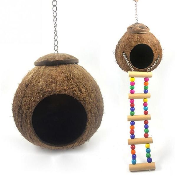 natural coconut shell bird nest house hut cage feeder pet parrot with hanging lanyard toy cages
natural coconut shell bird nest house hut cage feeder pet parrot with hanging lanyard toy cages