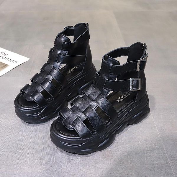 sandals platform women's 2021 summer women chunky beach sandal comfortable retro roman casual flat heel sandalias large size, Black 
sandals platform women's 2021 summer women chunky beach sandal comfortable retro roman casual flat heel sandalias large size, Black