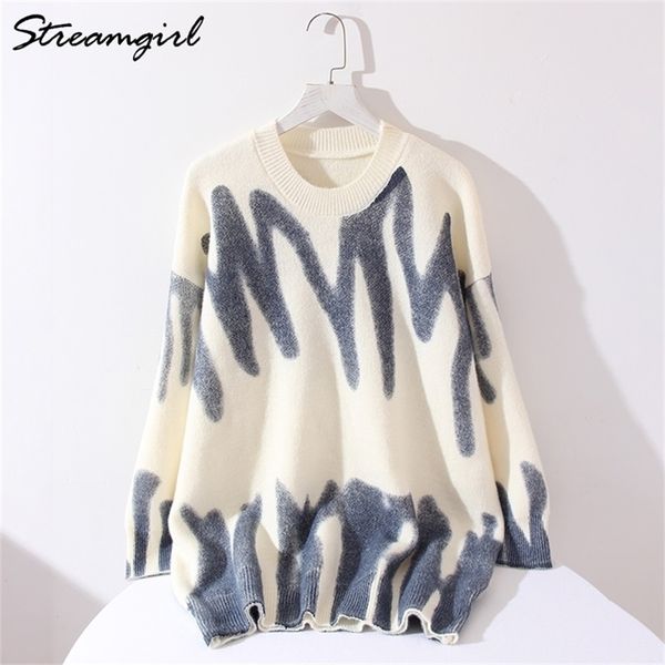 white sweater oversize pullover women striped print female winter warm knitted 's oversized for fashion 210914, White;black
white sweater oversize pullover women striped print female winter warm knitted 's oversized for fashion 210914, White;black