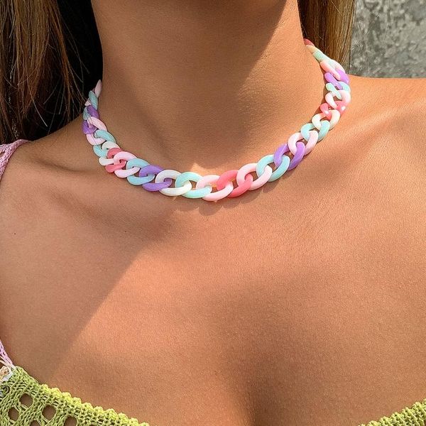 chains ingesight.z y2k colorful rainbow acrylic resin choker necklaces for women fashion short collar girls neck jewelry, Silver
chains ingesight.z y2k colorful rainbow acrylic resin choker necklaces for women fashion short collar girls neck jewelry, Silver