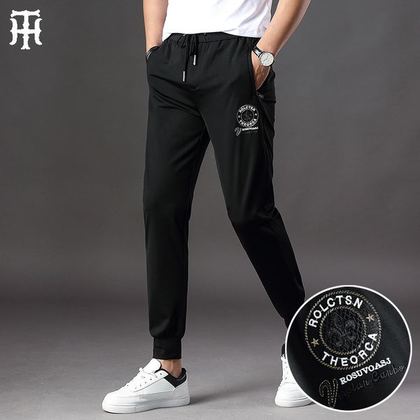 pants fashionable the sports men's thin brand embroidered guard large elastic leggings casual spring and summer, Black
pants fashionable the sports men's thin brand embroidered guard large elastic leggings casual spring and summer, Black