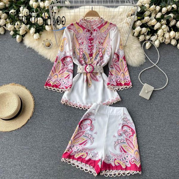 women's tracksuits fashion two piece set women vintage printed blouse shirt and high waist shorts office suit female outfits, Gray
women's tracksuits fashion two piece set women vintage printed blouse shirt and high waist shorts office suit female outfits, Gray