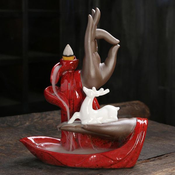 white elk backflow incense burner buddha hand smoke waterfall sticks holder 20 pcs cones gift creative home decoration fragrance lamps
white elk backflow incense burner buddha hand smoke waterfall sticks holder 20 pcs cones gift creative home decoration fragrance lamps