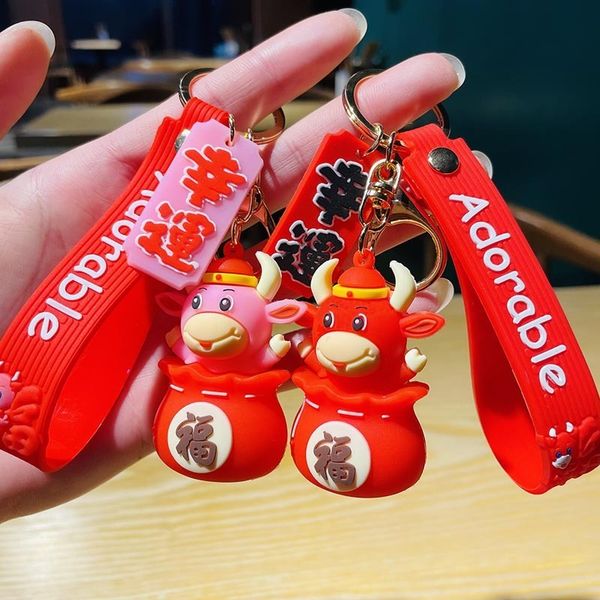 new creative year of the ox doll female cartoon zodiac blessing bag cow car key chain gifta1, Silver
new creative year of the ox doll female cartoon zodiac blessing bag cow car key chain gifta1, Silver