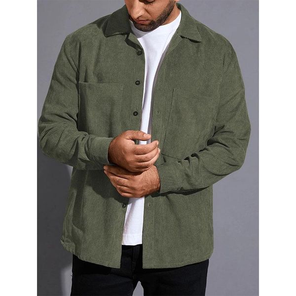 men's casual shirts fall shirt, corduroy long sleeve lapel shirt jacket, large pocket solid color button-down, White;black
men's casual shirts fall shirt, corduroy long sleeve lapel shirt jacket, large pocket solid color button-down, White;black