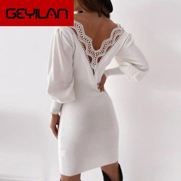 casual dresses v-neck patchwork dress white lace edge a-line lantern sleeve autumn nightclub open back knee length, Black;gray
casual dresses v-neck patchwork dress white lace edge a-line lantern sleeve autumn nightclub open back knee length, Black;gray