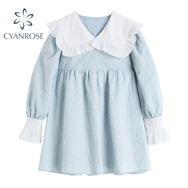 peter pan collar sweet dress vintage mini crop dresses women lantern long sleeve blue elegant preppy style vestidos mujer 210417, Black;gray
peter pan collar sweet dress vintage mini crop dresses women lantern long sleeve blue elegant preppy style vestidos mujer 210417, Black;gray