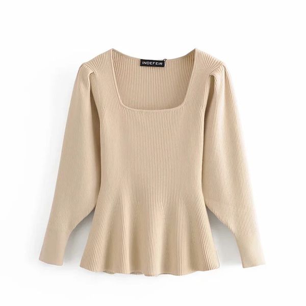 women vintage square collar solid hem ruffles knitting sweater female pleat puff sleeve chic pullovers slimming 210520, White
women vintage square collar solid hem ruffles knitting sweater female pleat puff sleeve chic pullovers slimming 210520, White