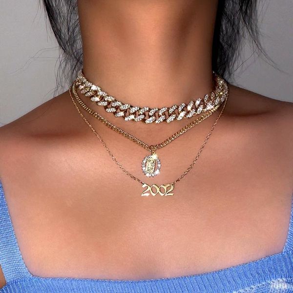 chains cuban link chain shiny rhinestone necklaces for women multilayer gold color thick metal number pendent necklace punk jewelry, Silver
chains cuban link chain shiny rhinestone necklaces for women multilayer gold color thick metal number pendent necklace punk jewelry, Silver