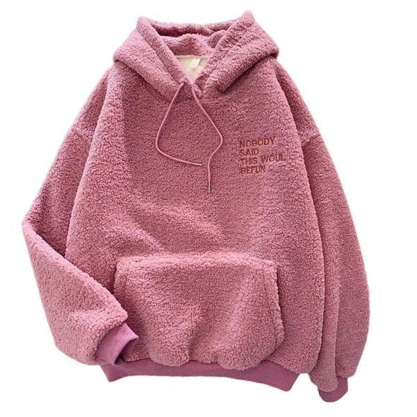 women's hoodies & sweatshirts sweet lamb wool hooded letter pockets sweatshirt solid autumn winter pullover warm vintage clothing casua, Black
women's hoodies & sweatshirts sweet lamb wool hooded letter pockets sweatshirt solid autumn winter pullover warm vintage clothing casua, Black