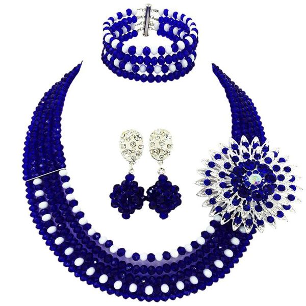 earrings & necklace wholesale price royal blue opaque white african style classic crystal beads anniversary neckalce jewelry sets for women, Silver
earrings & necklace wholesale price royal blue opaque white african style classic crystal beads anniversary neckalce jewelry sets for women, Silver