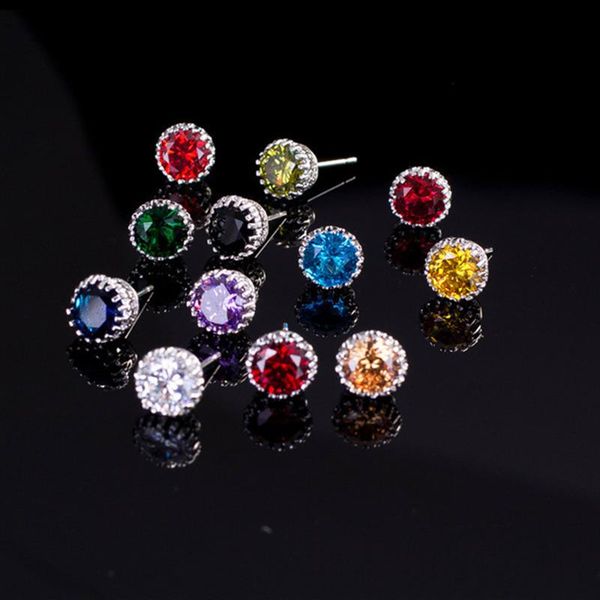 8mm crown earrings designer jewelry colorful cubic zirconia stud silver copper earring party for women gift, Golden;silver
8mm crown earrings designer jewelry colorful cubic zirconia stud silver copper earring party for women gift, Golden;silver