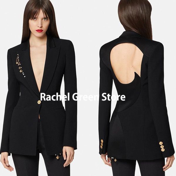 women's suits & blazers luxury designer 1:1 niche design runway 2021 autumn cut out back metal pendant black blzer female s-l, White;black
women's suits & blazers luxury designer 1:1 niche design runway 2021 autumn cut out back metal pendant black blzer female s-l, White;black