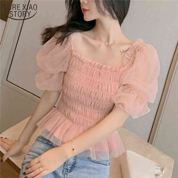 summer chiffon blouses short sleeve puff sweet solid mesh blosue korean style super female ropa de mujer 10026 210508, White
summer chiffon blouses short sleeve puff sweet solid mesh blosue korean style super female ropa de mujer 10026 210508, White