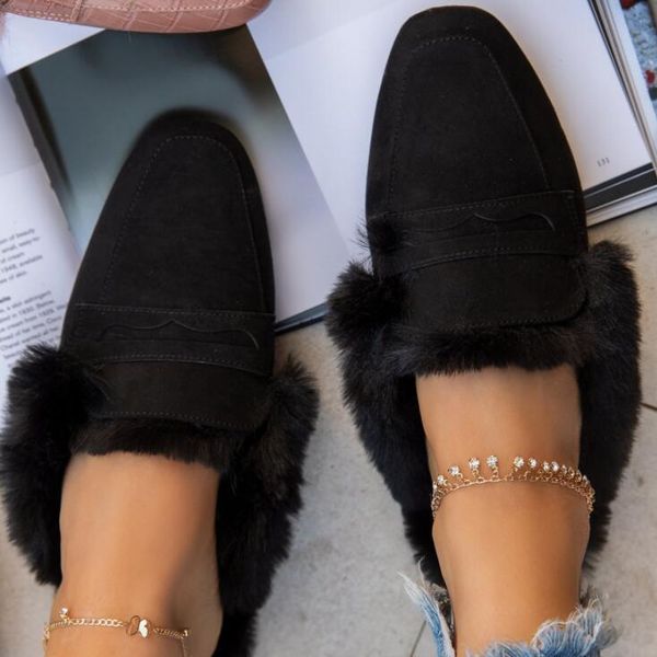 slippers female large size women's shoes lazy drag furry ms all-match women leather leopard print pointed flat hair, Black
slippers female large size women's shoes lazy drag furry ms all-match women leather leopard print pointed flat hair, Black