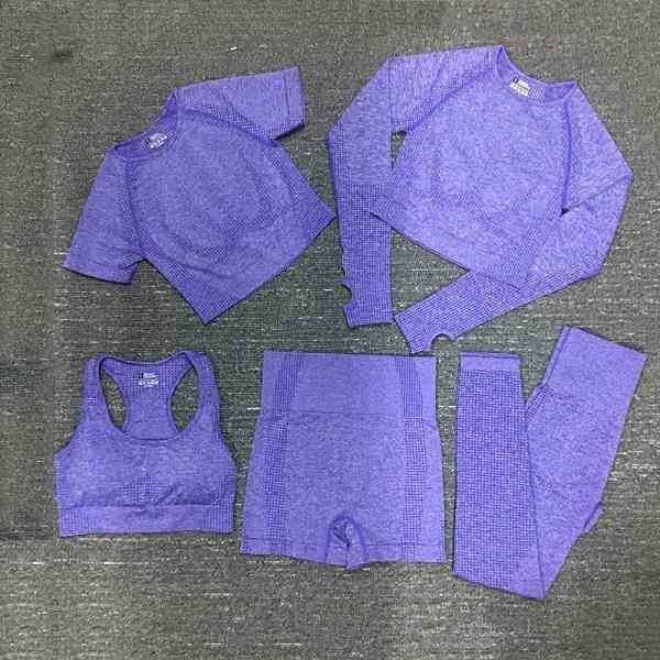 women's tracksuits yoga wear 5pcs womens vital seamless set workout sets shorts sportswear gym suits clothing t shirts crop leggings fi, Gray
women's tracksuits yoga wear 5pcs womens vital seamless set workout sets shorts sportswear gym suits clothing t shirts crop leggings fi, Gray