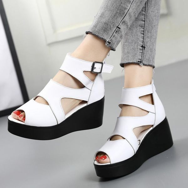 dress shoes women's summer 2021 leather muffin thick bottomed waterproof platform flat high-heeled sandals, Black
dress shoes women's summer 2021 leather muffin thick bottomed waterproof platform flat high-heeled sandals, Black
