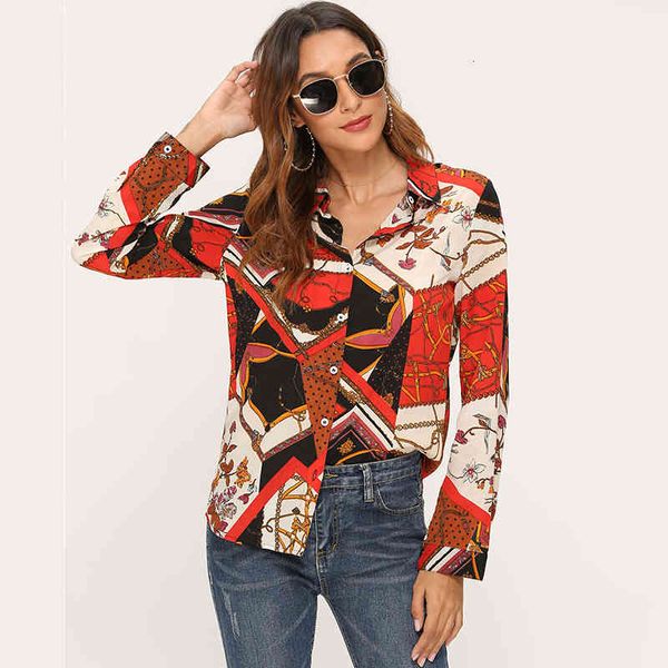 women's blouses & shirts women chain print loose casual long sleeve office shirt leisure turn down collar plus size tunic haut femme 6, White
women's blouses & shirts women chain print loose casual long sleeve office shirt leisure turn down collar plus size tunic haut femme 6, White
