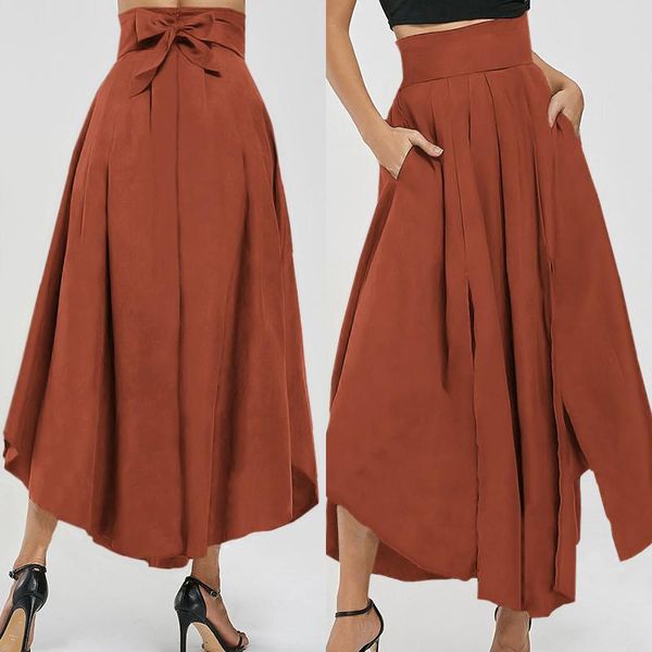 women's pants & capris celmia split hakama 2021 fashion asymmetrical high waist trouser elegant solid casual bow office lady pantalon, Black;white
women's pants & capris celmia split hakama 2021 fashion asymmetrical high waist trouser elegant solid casual bow office lady pantalon, Black;white