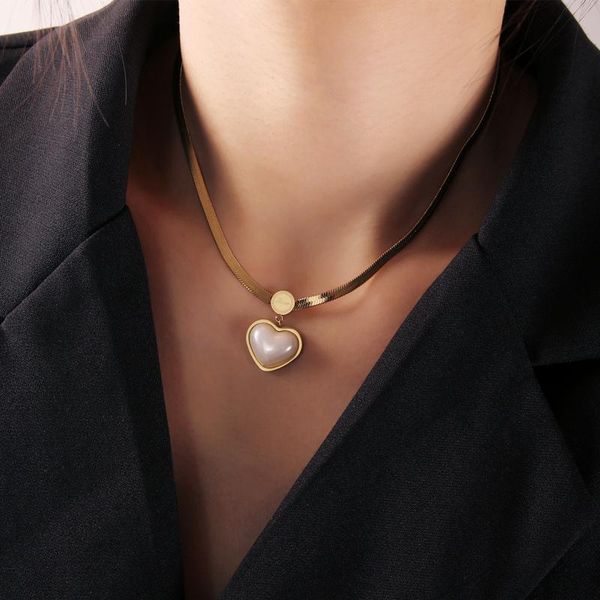 pendant necklaces luokey fashion elegant gold color snake chain necklace wedding party stainless steel heart pearl for women jewelry gift, Silver
pendant necklaces luokey fashion elegant gold color snake chain necklace wedding party stainless steel heart pearl for women jewelry gift, Silver