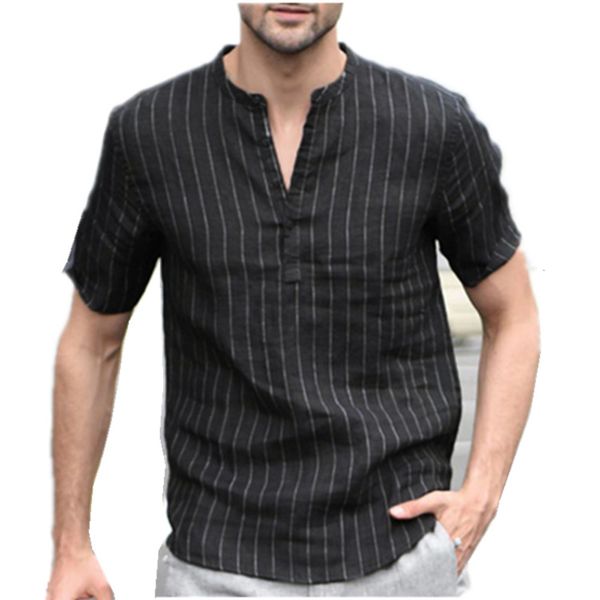 men's casual shirts shirt summer hemp cotton stripe short sleeve men's fashion casual stand collar pullover 2c0o h2vx, White;black
men's casual shirts shirt summer hemp cotton stripe short sleeve men's fashion casual stand collar pullover 2c0o h2vx, White;black