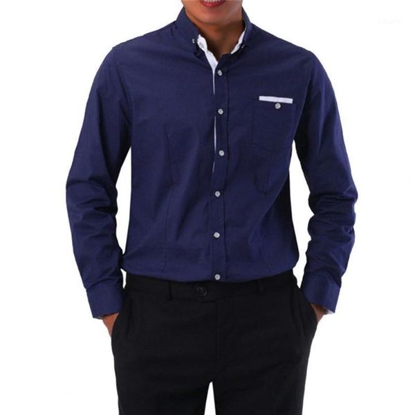 men's casual shirts long sleeve pocket decor business shirt breathable solid color lapel men workwear, White;black
men's casual shirts long sleeve pocket decor business shirt breathable solid color lapel men workwear, White;black