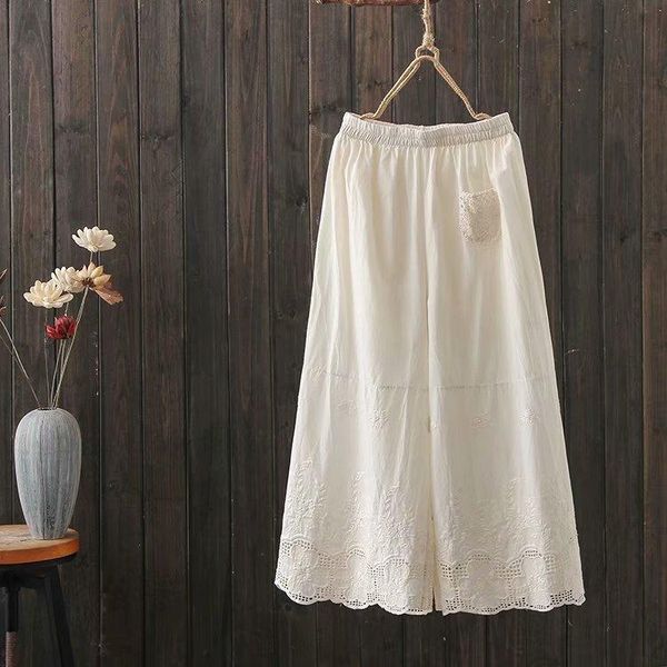 women's pants & capris kyqiao woman female summer japanese style boho elastic waist white beige lace cotton wide leg trousers ropa muje, Black;white
women's pants & capris kyqiao woman female summer japanese style boho elastic waist white beige lace cotton wide leg trousers ropa muje, Black;white
