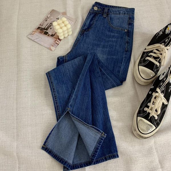 women's jeans side slit women 2021 summer thin high waist retro wide-leg pants korean loose casual straight trousers, Blue
women's jeans side slit women 2021 summer thin high waist retro wide-leg pants korean loose casual straight trousers, Blue