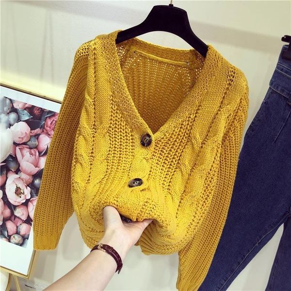 women's sweaters autumn winter crocheted knit overcoats female single breasted loose sweater women v-neck solid knitwear, White;black
women's sweaters autumn winter crocheted knit overcoats female single breasted loose sweater women v-neck solid knitwear, White;black