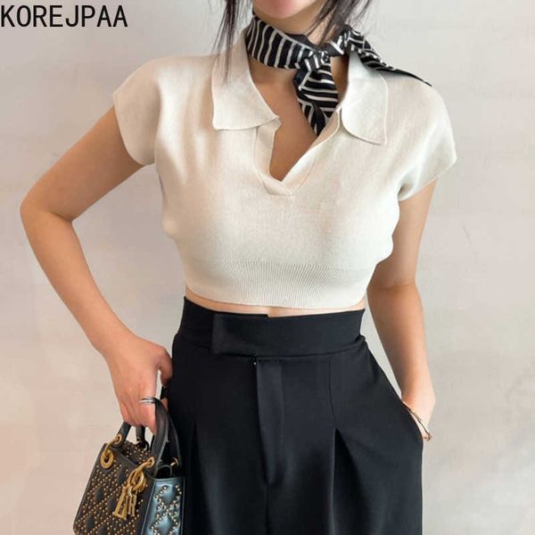 korejpaa women t-shirts summer korean chic girls simple lapel slimming casual all-match short leaking belly button knit 210526, White
korejpaa women t-shirts summer korean chic girls simple lapel slimming casual all-match short leaking belly button knit 210526, White