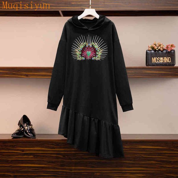 women hooded ruffle mermaid dress fashion star embroidery long sleeve loose casual cotton sweatshirt dresses 210428, White
women hooded ruffle mermaid dress fashion star embroidery long sleeve loose casual cotton sweatshirt dresses 210428, White