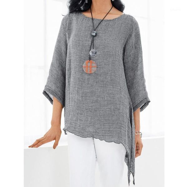 women's t-shirt casual women plain round neck loose spring autumn ladies 3/4 sleeve shirts solid color side slit irregular t-shirts, White
women's t-shirt casual women plain round neck loose spring autumn ladies 3/4 sleeve shirts solid color side slit irregular t-shirts, White