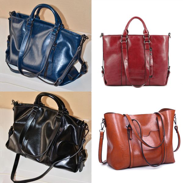 2021 new oil wax leather women's big fashionable bag portable one shoulder messenger, Black;red
2021 new oil wax leather women's big fashionable bag portable one shoulder messenger, Black;red