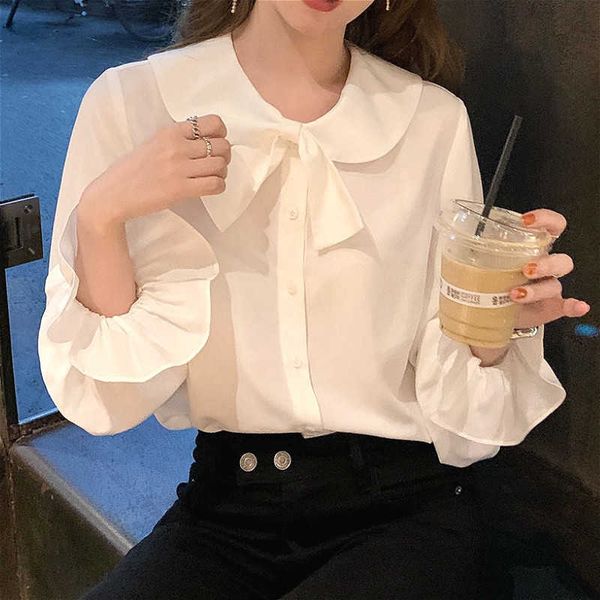 women's two piece pants pants blouse women casual bow peter pan collar long sleeve chiffon shirt female office lady korean autumn clo, White
women's two piece pants pants blouse women casual bow peter pan collar long sleeve chiffon shirt female office lady korean autumn clo, White