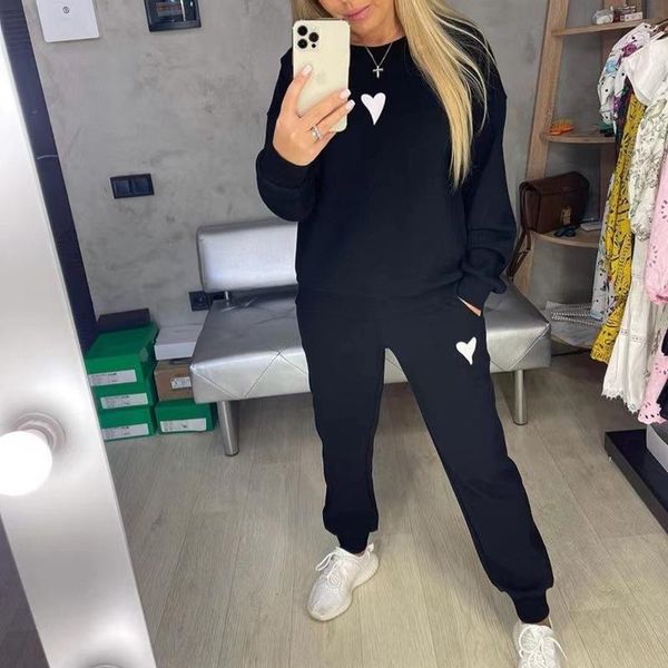 women's two piece pants leisure sports sweatershirt set full sleeve o-neck love long suit fashion female spring autumn clothes, White
women's two piece pants leisure sports sweatershirt set full sleeve o-neck love long suit fashion female spring autumn clothes, White