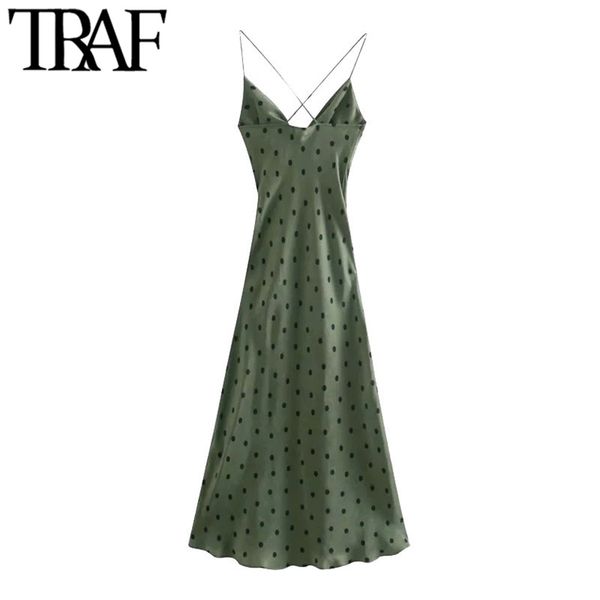 traf women chic fashion with knot polka dot midi dress vintage backless cross thin straps female dresses vestidos mujer, Black;gray
traf women chic fashion with knot polka dot midi dress vintage backless cross thin straps female dresses vestidos mujer, Black;gray