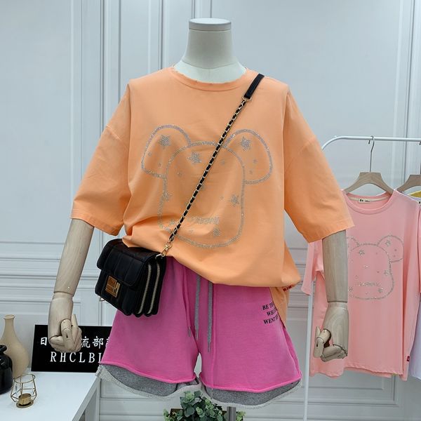 summer drilling bear short sleeve t-shirt womens plus size loose mid-length korean cotton pullovers short sleeve tshirt, White
summer drilling bear short sleeve t-shirt womens plus size loose mid-length korean cotton pullovers short sleeve tshirt, White