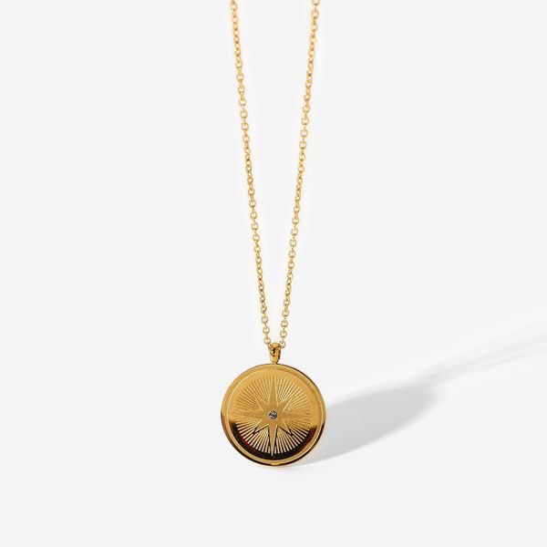 pendant necklaces compass coin necklace 18k stainless steel jewelry pvd gold plated chain eight-pointed star zirconic party, Silver
pendant necklaces compass coin necklace 18k stainless steel jewelry pvd gold plated chain eight-pointed star zirconic party, Silver