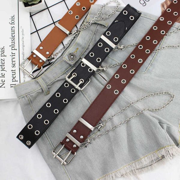 hip hop women's wide trouser belt hoop chain double exhaust eyelet student fashion decorative, Black;brown
hip hop women's wide trouser belt hoop chain double exhaust eyelet student fashion decorative, Black;brown